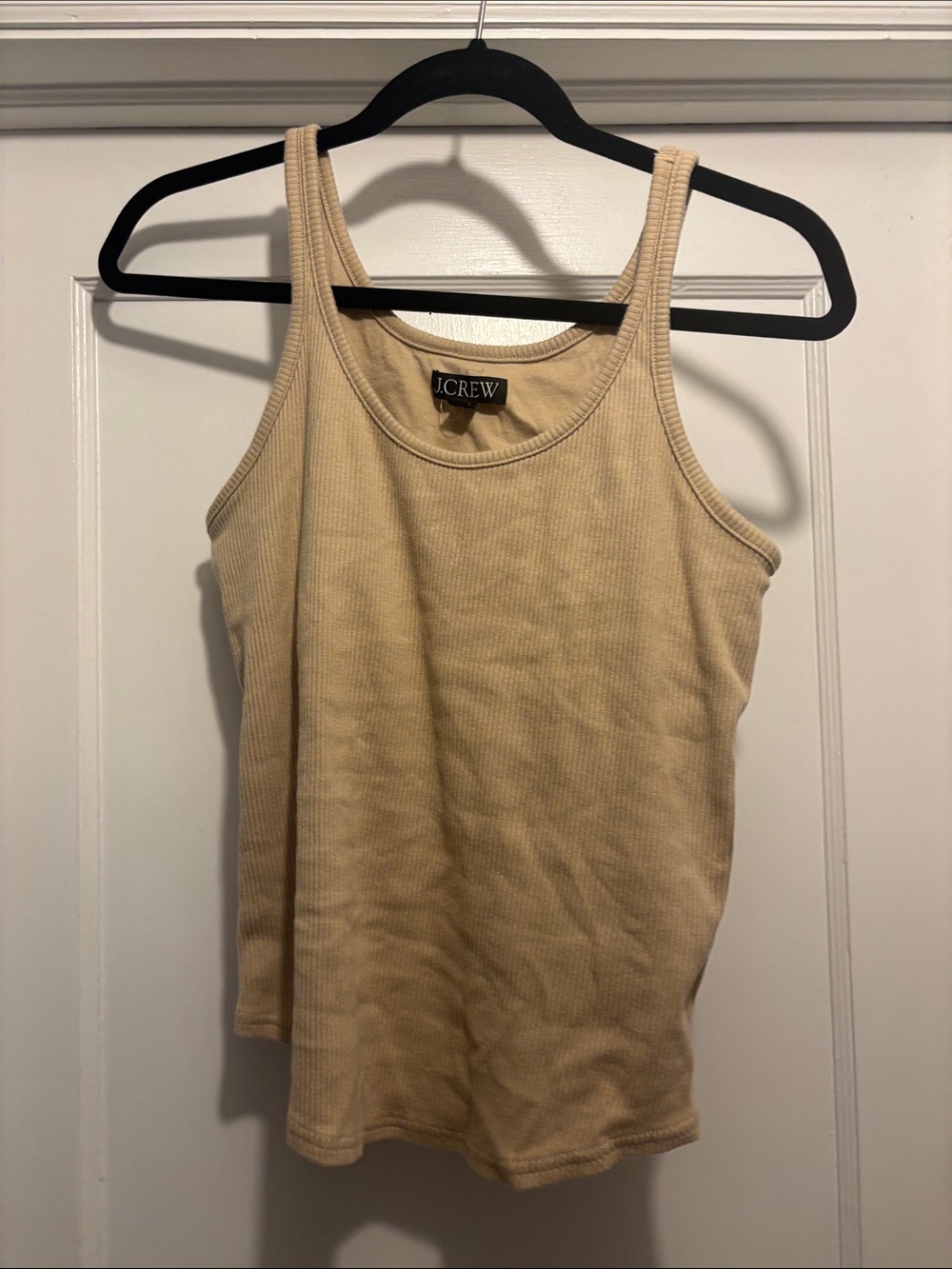 J. Crew Ribbed Scoop Neck Tank in Cream